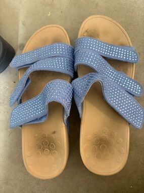 Vionic Blue Crystal-Embellished Velcro Sandals